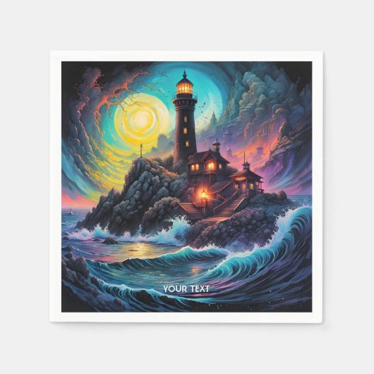 Fantasy Schattigee Vivid Lighthouse Zee Night Servet (Voorkant)