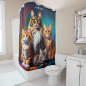 Fantasy Schattigee Vivid Maine Coon Familie Douchegordijn (In situ)