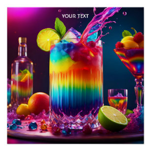 Fantasy Schattigee Vivid Rainbow Cocktail Fruits Perfect Poster
