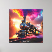 Fantasy Schattigee Vivid Rainbow Steampunk Train Canvas Afdruk (Voorkant)