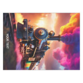 Fantasy Schattigee Vivid Rainbow Steampunk Train Tafelkleed (Voorkant (Horizontaal))