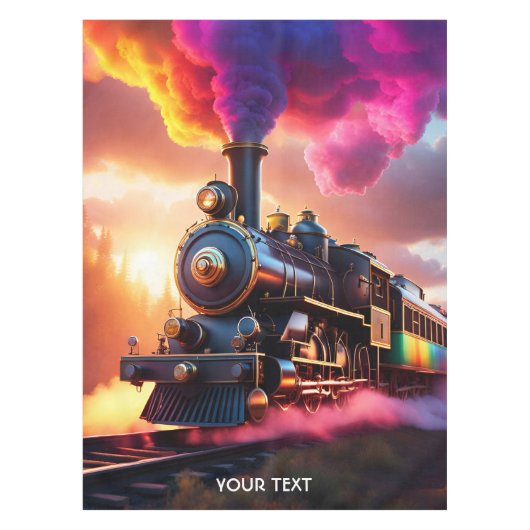 Fantasy Schattigee Vivid Rainbow Steampunk Train Tafelkleed (Voorkant)