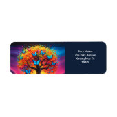 Fantasy Schattigee Vivid Rainbow Tree Vlinders Etiket (Voorkant)