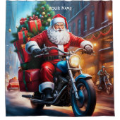 Fantasy Schattigee Vivid Santa Driving Bike Douchegordijn (Voorkant)