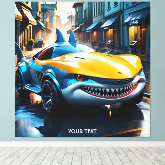 Fantasy Schattigee Vivid Shark Concept Auto Canvas Afdruk (Insitu (Houten vloer))