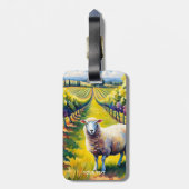 Fantasy Schattigee Vivid Sheep Vineyard Waterverf Bagagelabel (Achterkant verticaal)