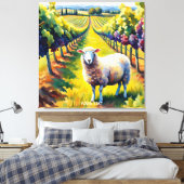Fantasy Schattigee Vivid Sheep Vineyard Waterverf Canvas Afdruk (Insitu (Slaapkamer))