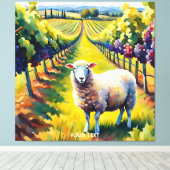 Fantasy Schattigee Vivid Sheep Vineyard Waterverf Canvas Afdruk (Insitu (Houten vloer))