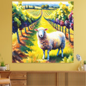 Fantasy Schattigee Vivid Sheep Vineyard Waterverf Canvas Afdruk (Insitu (Woonkamer))
