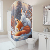 Fantasy Schattigee Vivid Sleeping Fox Hare Douchegordijn (In situ)
