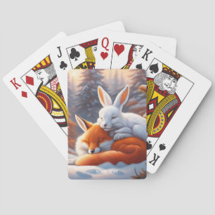 Fantasy Schattigee Vivid Sleeping Fox Hare Pokerkaarten