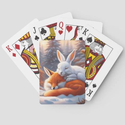 Fantasy Schattigee Vivid Sleeping Fox Hare Pokerkaarten (Achterkant)