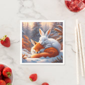 Fantasy Schattigee Vivid Sleeping Fox Hare Servet (Insitu)
