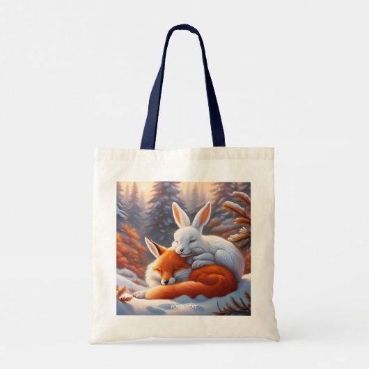 Fantasy Schattigee Vivid Sleeping Fox Hare Tote Bag (Achterkant)