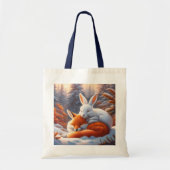 Fantasy Schattigee Vivid Sleeping Fox Hare Tote Bag (Voorkant)