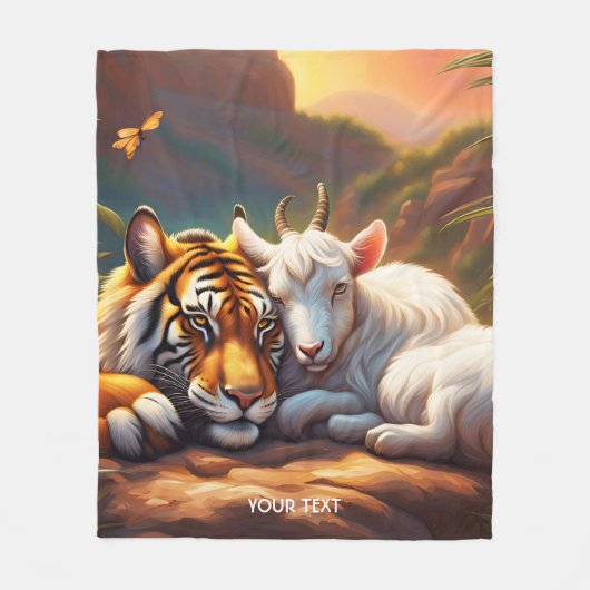 Fantasy Schattigee Vivid Sleeping Tiger Goat Fleece Deken (Voorkant)