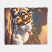 Fantasy Schattigee Vivid Sleeping Tiger Goat Fleece Deken (Voorkant (Horizontaal))