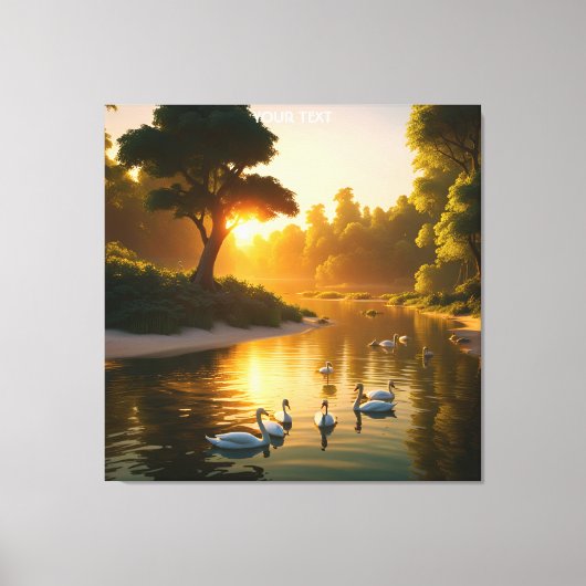 Fantasy Schattigee Vivid Swans Sunset Forest. Perf Canvas Afdruk (Voorkant)