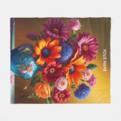 Fantasy Schattigee Vivid Vaas Levendige Bloemen Fleece Deken (Voorkant (Horizontaal))