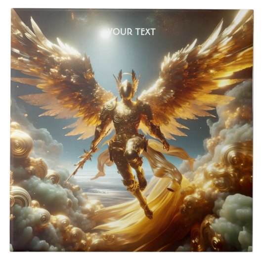 Fantasy Schattigee Vliegende Gevleugelde Krijger Tegeltje (Voorkant)