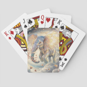 Fantasy Schattigee vliegende olifant Sakura Pokerkaarten