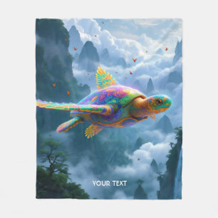 Fantasy Schattigee Vliegende Regenboog Schildpad Fleece Deken