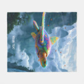 Fantasy Schattigee Vliegende Regenboog Schildpad Fleece Deken (Voorkant (Horizontaal))