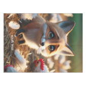 Fantasy Schattigee vossenveren kip Tafelkleed (Voorkant (Horizontaal))