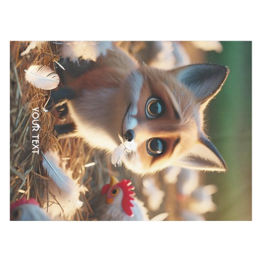 Fantasy Schattigee vossenveren kip Tafelkleed (Voorkant (Horizontaal))