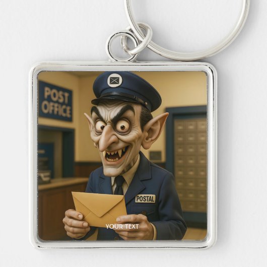 Fantasy Schattigee vreemde postbode Sleutelhanger (Voorkant)