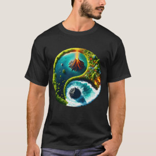 Fantasy Schattigee vulkaan Yin Yang T-shirt