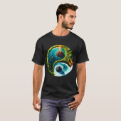 Fantasy Schattigee vulkaan Yin Yang T-shirt (Voorkant volledig)