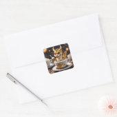 Fantasy Schattigee Waffle Dragon Coffee Vierkante Sticker (Envelop)