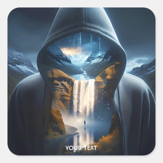 Fantasy Schattigee waterval Sun Lake Vierkante Sticker (Voorkant)