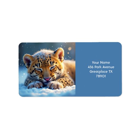 Fantasy Schattigee Winter Baby Leopard Etiket (Voorkant)