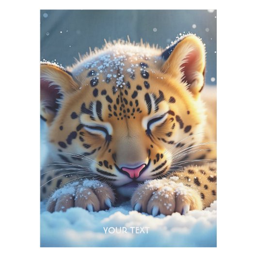 Fantasy Schattigee Winter Baby Leopard Tafelkleed (Voorkant)