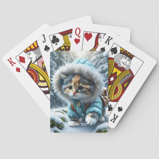 Fantasy Schattigee Winter Kitten Sneeuw Pokerkaarten (Achterkant)