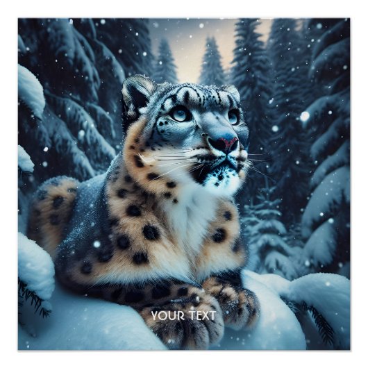 Fantasy Schattigee wintersneeuw luipaard Perfect Poster (Voorkant)