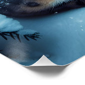 Fantasy Schattigee wintersneeuw luipaard Perfect Poster (Hoek)
