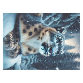 Fantasy Schattigee wintersneeuw luipaard Tafelkleed (Voorkant (Horizontaal))