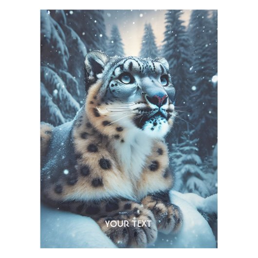 Fantasy Schattigee wintersneeuw luipaard Tafelkleed (Voorkant)