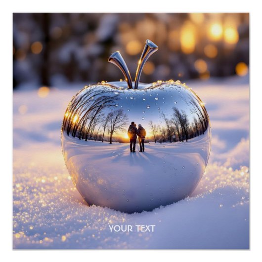 Fantasy Schattigee wintersneeuwappel Perfect Poster (Voorkant)