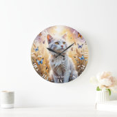 Fantasy Schattigee Witte Kat Vlinders Grote Klok (Huis)