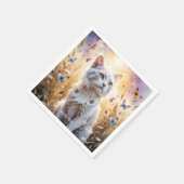 Fantasy Schattigee Witte Kat Vlinders Servet (Hoek)