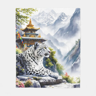 Fantasy Schattigee witte luipaardbergen Fleece Deken