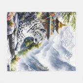 Fantasy Schattigee witte luipaardbergen Fleece Deken (Voorkant (Horizontaal))