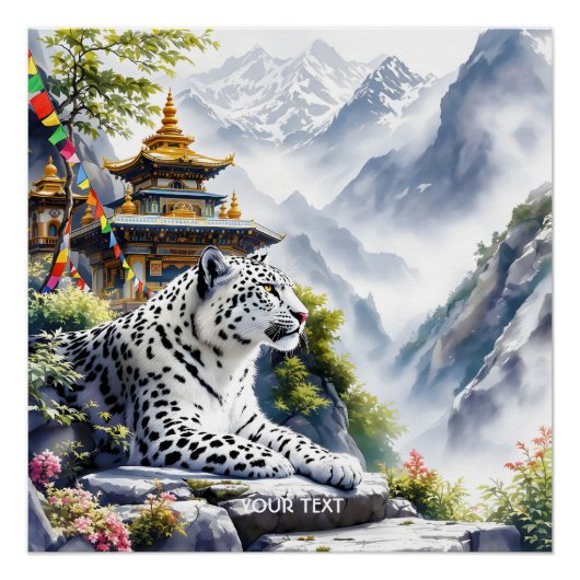 Fantasy Schattigee witte luipaardbergen Perfect Poster (Voorkant)