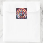 Fantasy Schattigee Wizard Fire Rings Vierkante Sticker (Tas)