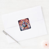 Fantasy Schattigee Wizard Fire Rings Vierkante Sticker (Envelop)