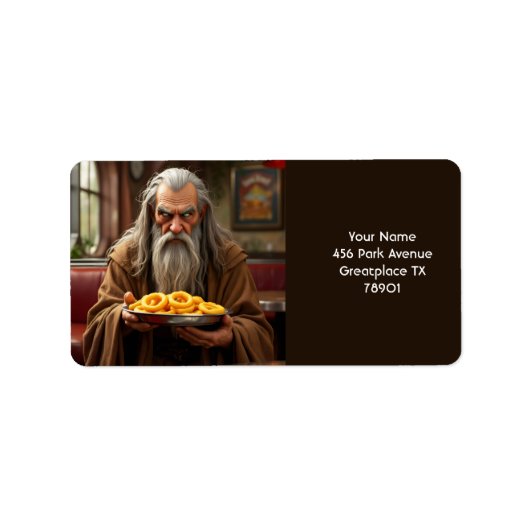 Fantasy Schattigee Wizard Onion Rings Etiket (Voorkant)